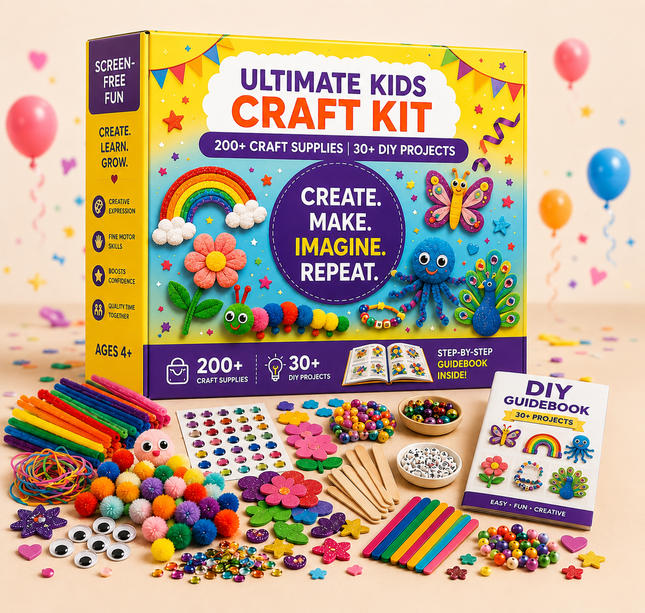 Ultimate Kids Craft Kit | 30+ DIY Activities | GuideBook Included