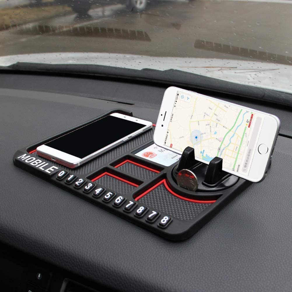 Multipurpose Anti-Slip Car Phone Holder Dashboard Mat, Non-Slip Silicone Dashboard Mount for Mobile Phones, Keys, Sunglasses & Car Interior Accessories