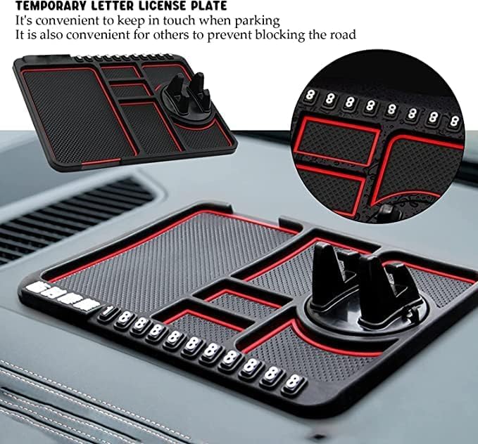 Multipurpose Anti-Slip Car Phone Holder Dashboard Mat, Non-Slip Silicone Dashboard Mount for Mobile Phones, Keys, Sunglasses & Car Interior Accessories